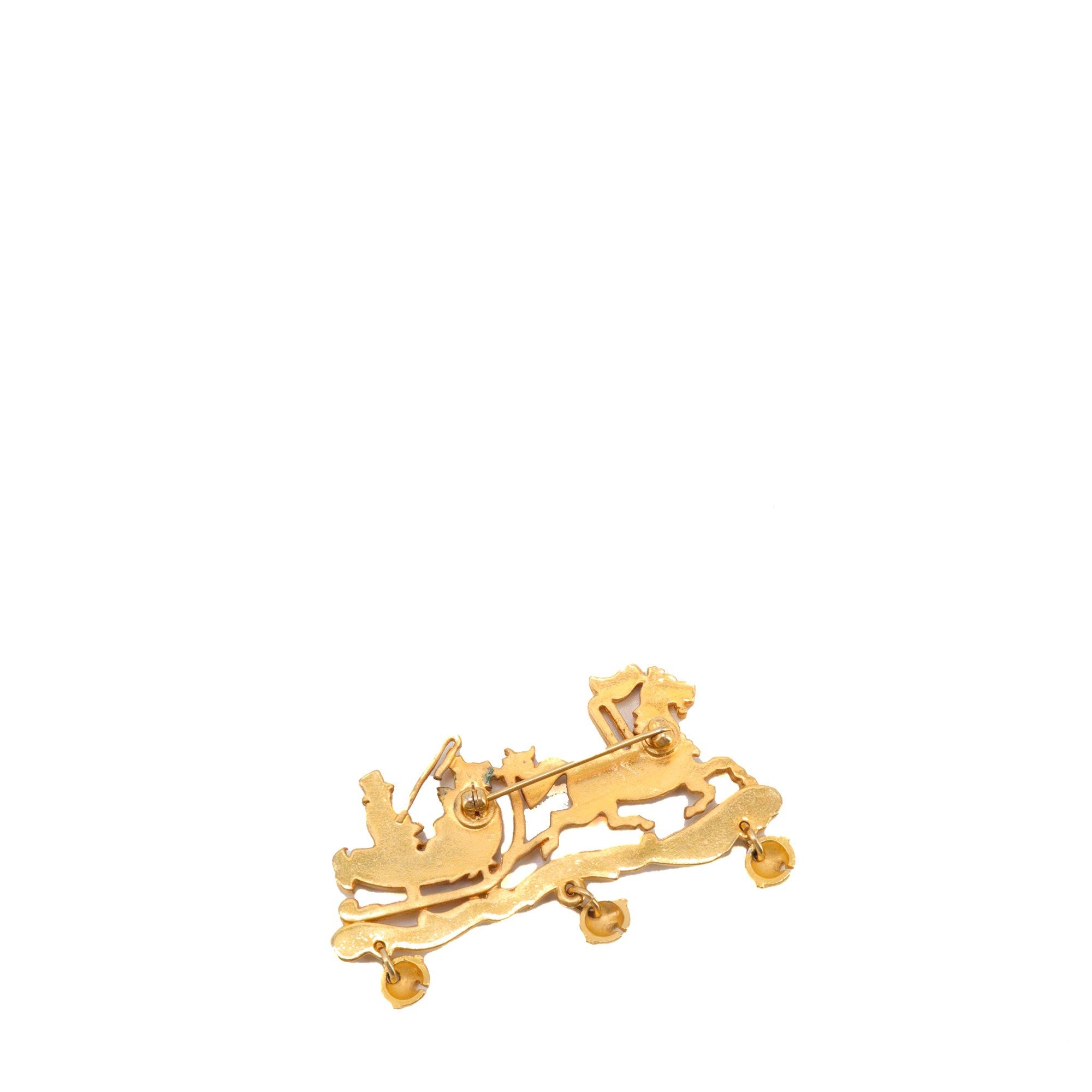 Hermes HERMÈS - Hermès Christmas Carriage Brooch in Gold Metal Size ONE SIZE - 5 Thumbnail