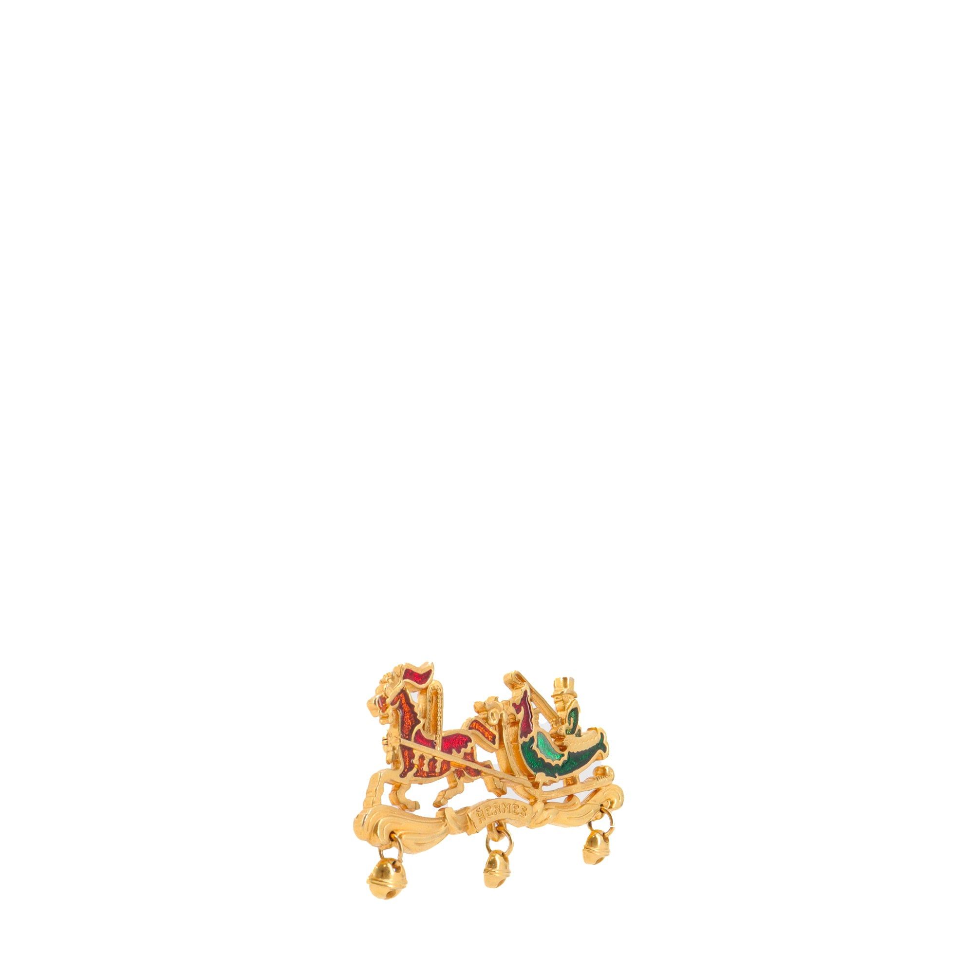 Hermes HERMÈS - Hermès Christmas Carriage Brooch in Gold Metal Size ONE SIZE - 2 Thumbnail