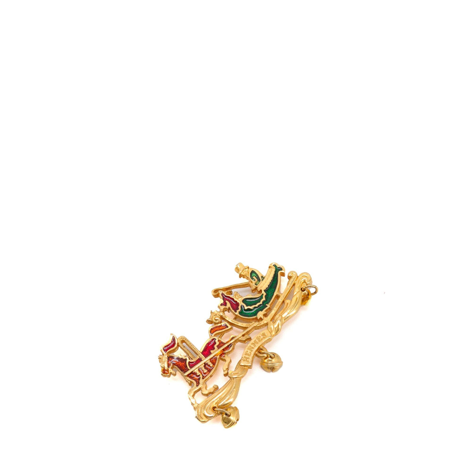 Hermes HERMÈS - Hermès Christmas Carriage Brooch in Gold Metal Size ONE SIZE - 4 Thumbnail