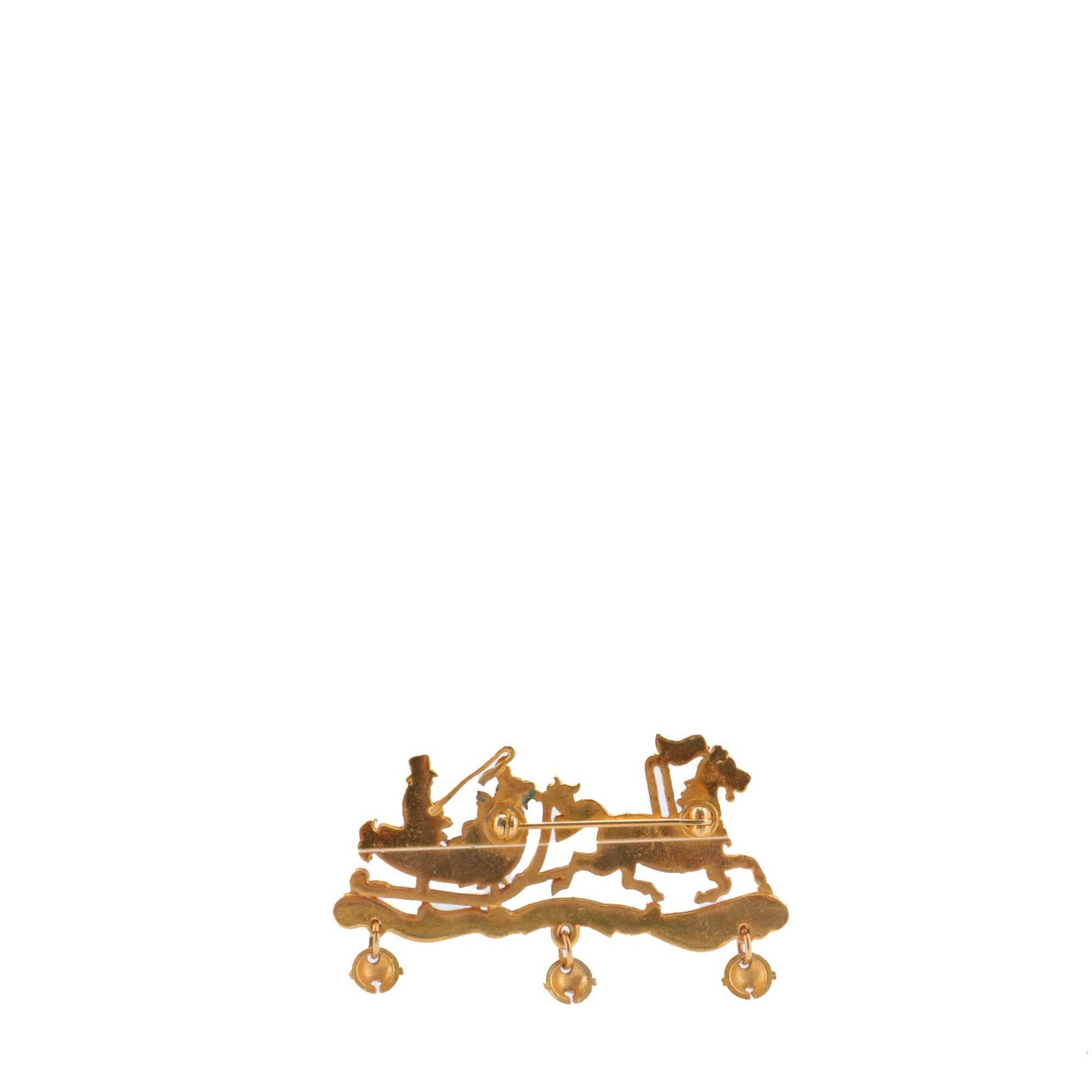 Hermes HERMÈS - Hermès Christmas Carriage Brooch in Gold Metal Size ONE SIZE - 3 Thumbnail