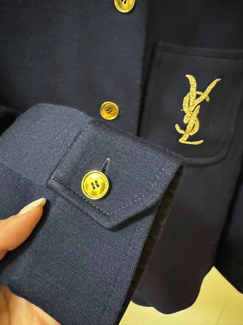 Saint Laurent Paris Classic YSL Navy Wool Shirt Jacket Size US M / EU 48-50 / 2 - 4 Thumbnail