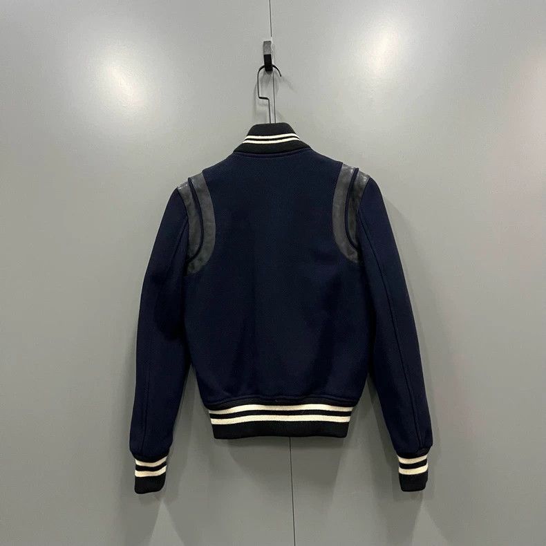 Saint Laurent Paris Saint Laurent Navy Leather Baseball Jacket Size US M / EU 48-50 / 2 - 2 Thumbnail
