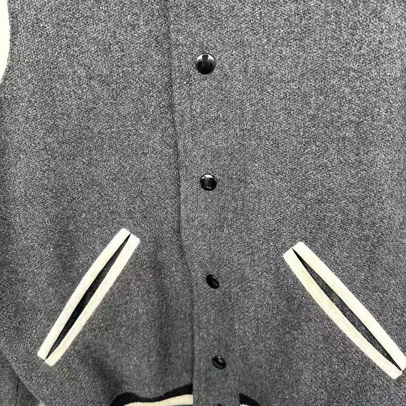 Yves Saint Laurent Saint Laurent Grey Wool Baseball Jacket Size US XL / EU 56 / 4 - 3 Thumbnail