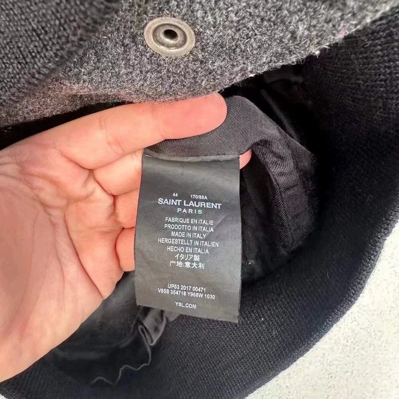 Yves Saint Laurent Saint Laurent Grey Wool Baseball Jacket Size US XL / EU 56 / 4 - 4 Thumbnail