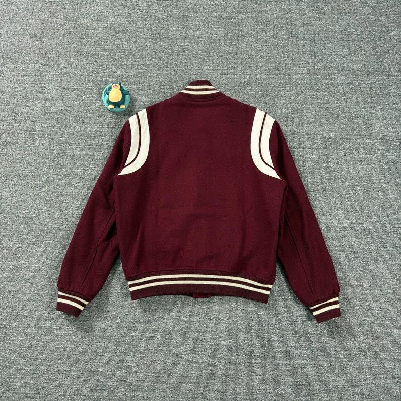 Saint Laurent Paris Stylish Burgundy Varsity Baseball Jacket Size US XL / EU 56 / 4 - 2 Thumbnail