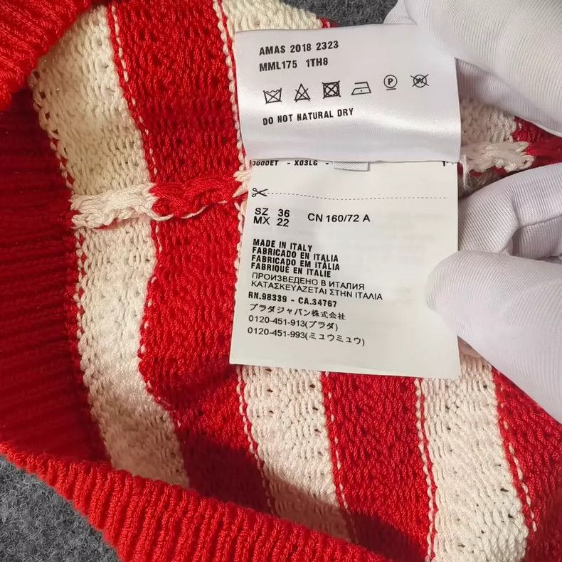 Miu Miu MiuMiu Red and White Striped Knit Sweater Size US S / EU 44-46 / 1 - 4 Thumbnail