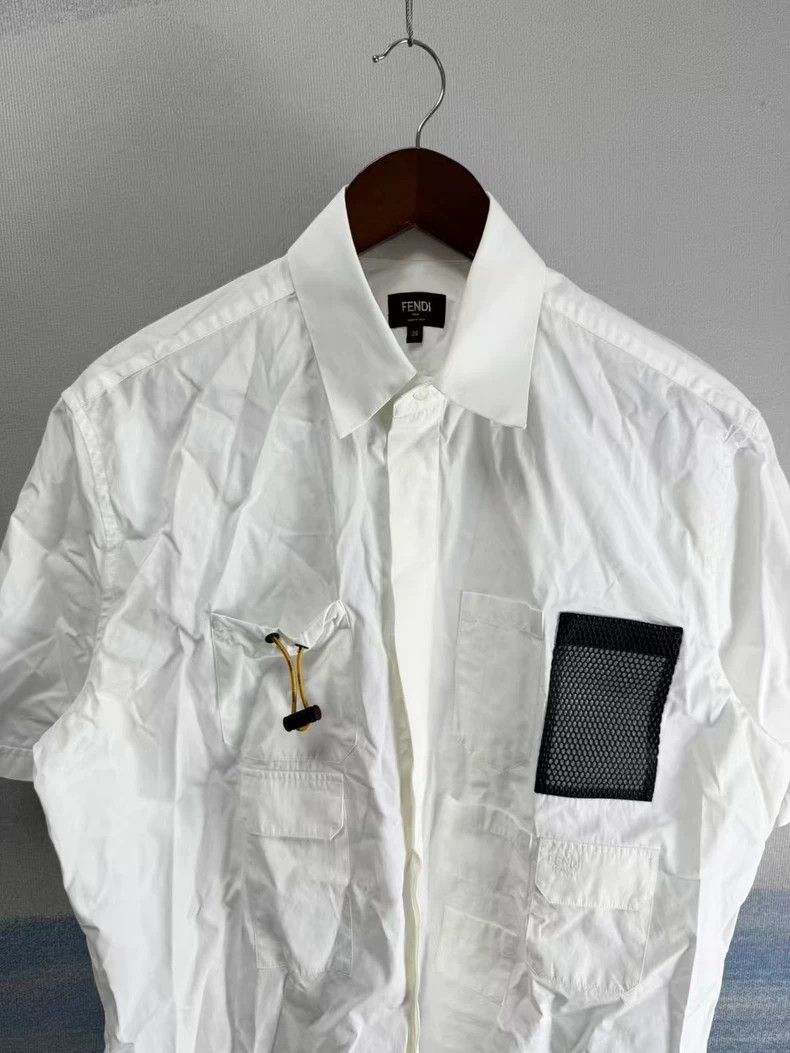 Fendi Fendi White Short Sleeve Pocket Shirt Size US M / EU 48-50 / 2 - 2 Thumbnail