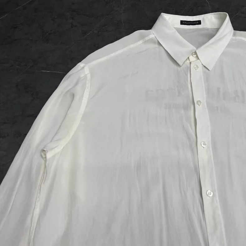 Balenciaga Balenciaga Pleated Silk Double Logo Shirt Size US M / EU 48-50 / 2 - 5 Thumbnail