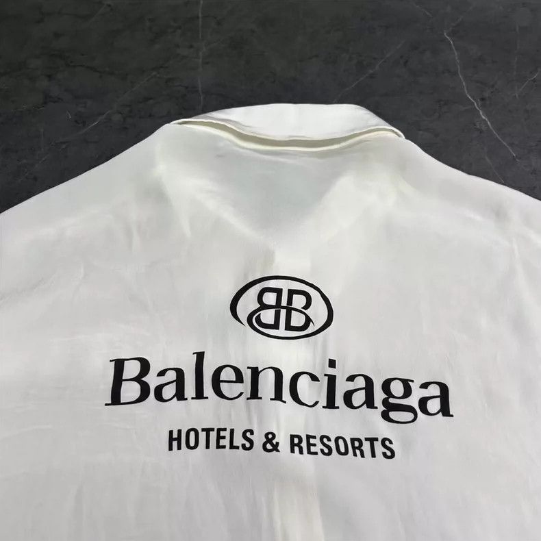 Balenciaga Balenciaga Pleated Silk Double Logo Shirt Size US M / EU 48-50 / 2 - 4 Thumbnail