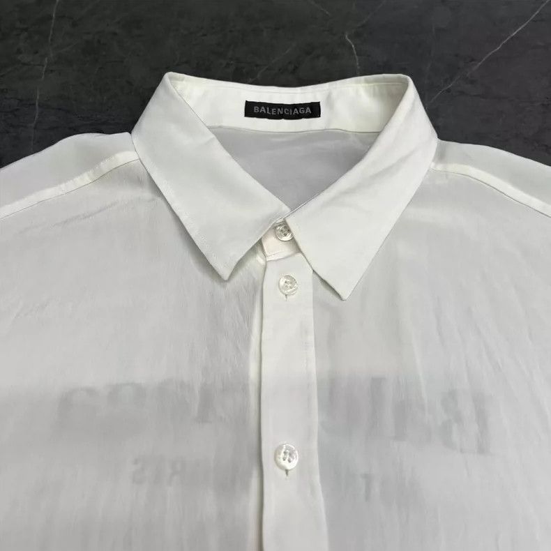 Balenciaga Balenciaga Pleated Silk Double Logo Shirt Size US M / EU 48-50 / 2 - 3 Thumbnail