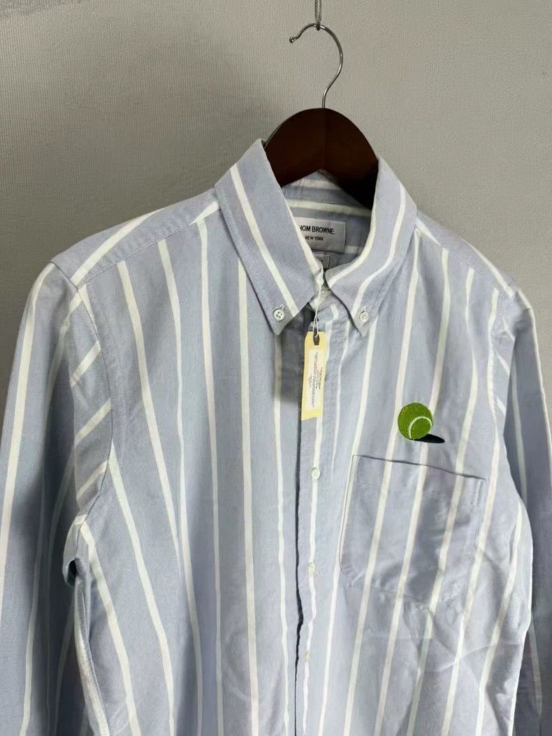 Thom Browne Thom Browne Striped Tennis Embroidered Shirt Size US M / EU 48-50 / 2 - 2 Thumbnail