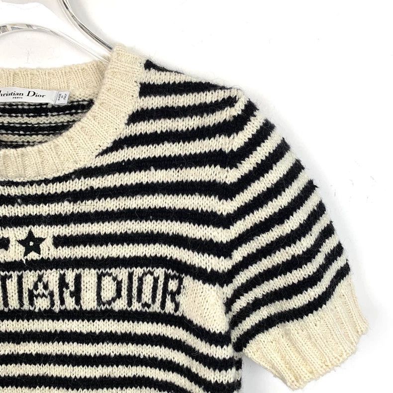 Dior Christian Dior Striped Logo Knit Short Sleeve Tee Size US S / EU 44-46 / 1 - 3 Thumbnail