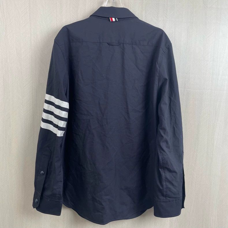 Thom Browne Thom Browne Navy Wool Striped Shirt Jacket-dmc Size US S / EU 44-46 / 1 - 3 Thumbnail