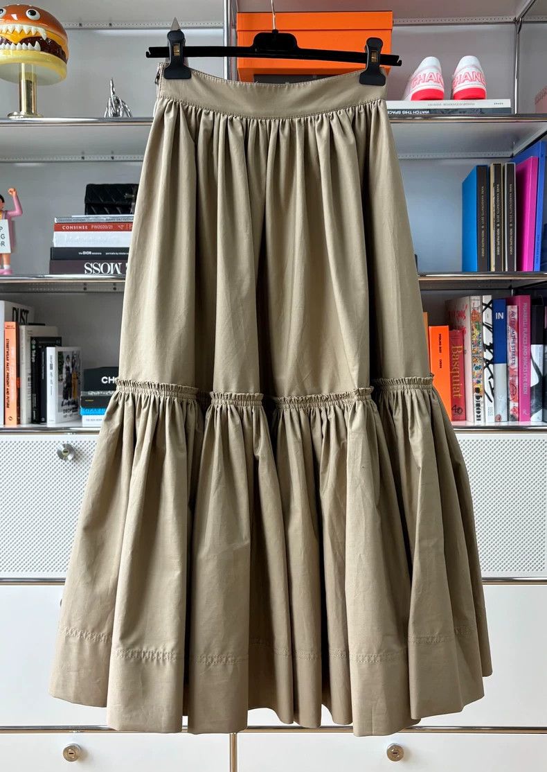 Dior Khaki Pleated Midi Skirt from Dior-dmc Size US 36 / EU 52 - 4 Thumbnail