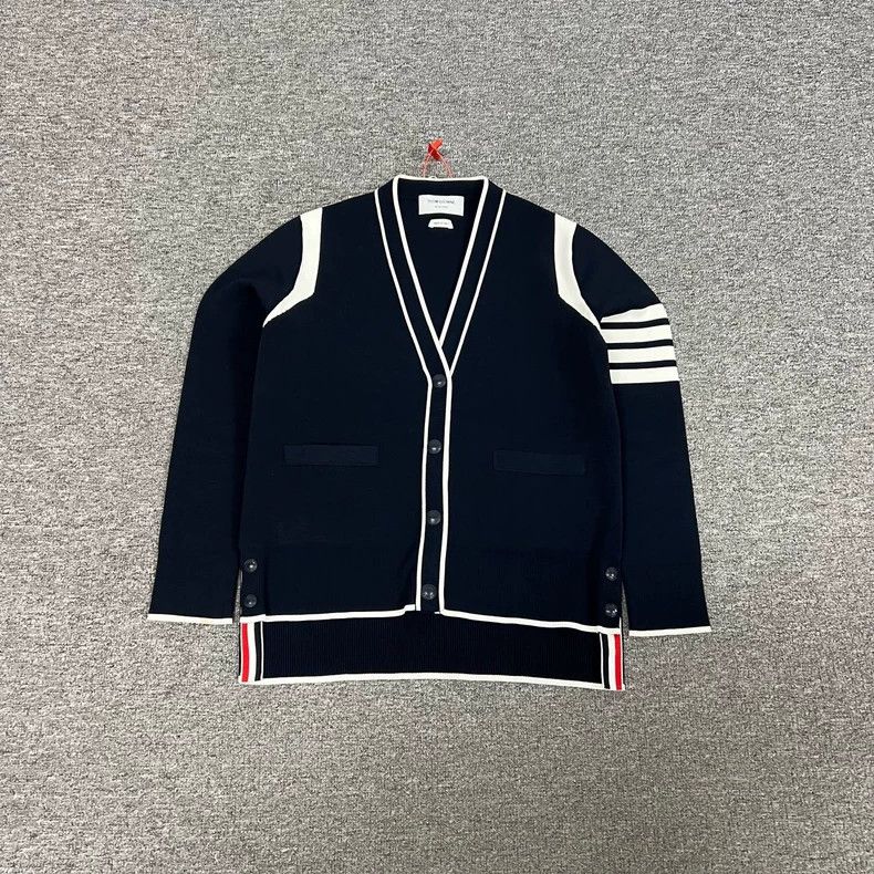 Thom Browne Thom Browne Navy Striped Knit Cardigan-dmc Size US M / EU 48-50 / 2 - 2 Thumbnail