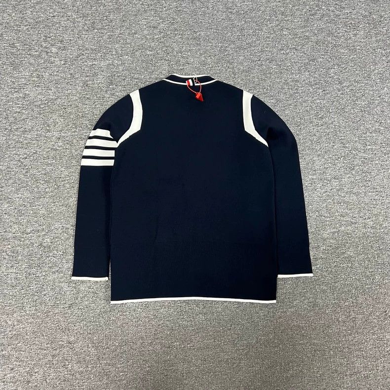 Thom Browne Thom Browne Navy Striped Knit Cardigan-dmc Size US M / EU 48-50 / 2 - 8 Thumbnail