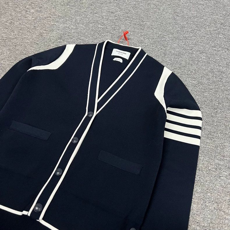 Thom Browne Thom Browne Navy Striped Knit Cardigan-dmc Size US M / EU 48-50 / 2 - 3 Thumbnail
