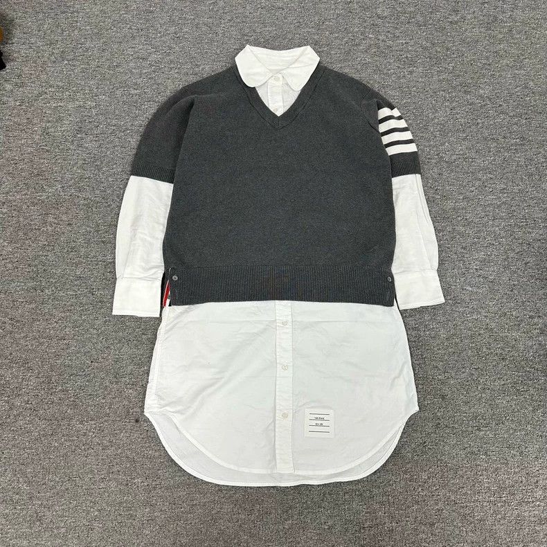 Thom Browne Thom Browne Grey Knit Shirt Dress-dmc Size US M / EU 48-50 / 2 - 2 Thumbnail