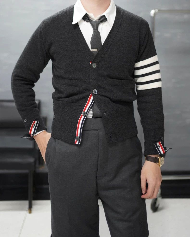 Thom Browne Classic Grey Cashmere Cardigan by Thom Browne-dmc Size US M / EU 48-50 / 2 - 7 Thumbnail