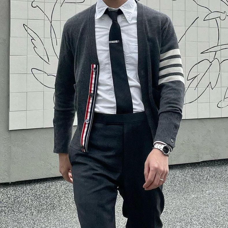 Thom Browne Classic Grey Cashmere Cardigan by Thom Browne-dmc Size US M / EU 48-50 / 2 - 8 Thumbnail