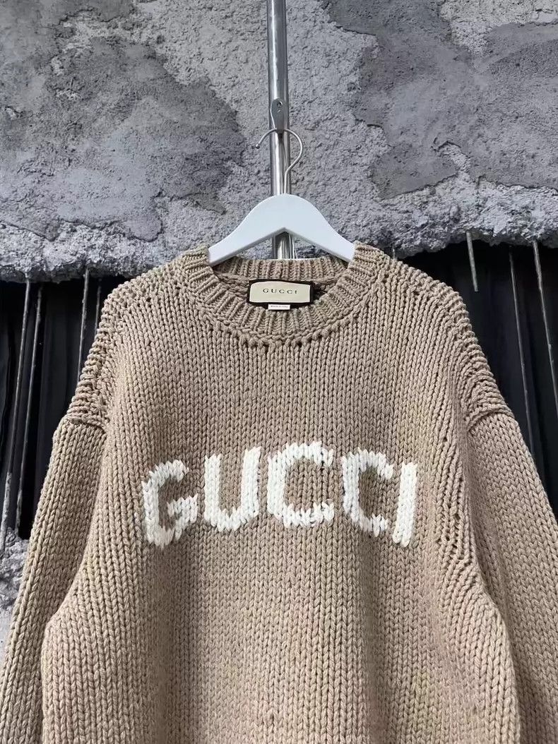 Gucci Gucci Logo Knit Sweater in Khaki Color-dmc Size US XL / EU 56 / 4 - 2 Thumbnail