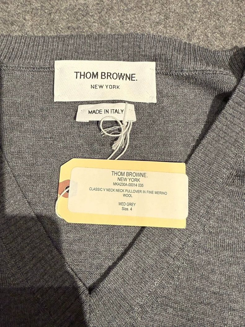 Thom Browne Thom Browne Grey V-Neck Sweater Cardigan-dmc Size US L / EU 52-54 / 3 - 4 Thumbnail