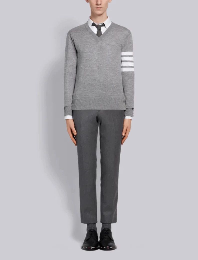 Thom Browne Thom Browne Grey V-Neck Sweater Cardigan-dmc Size US L / EU 52-54 / 3 - 6 Thumbnail