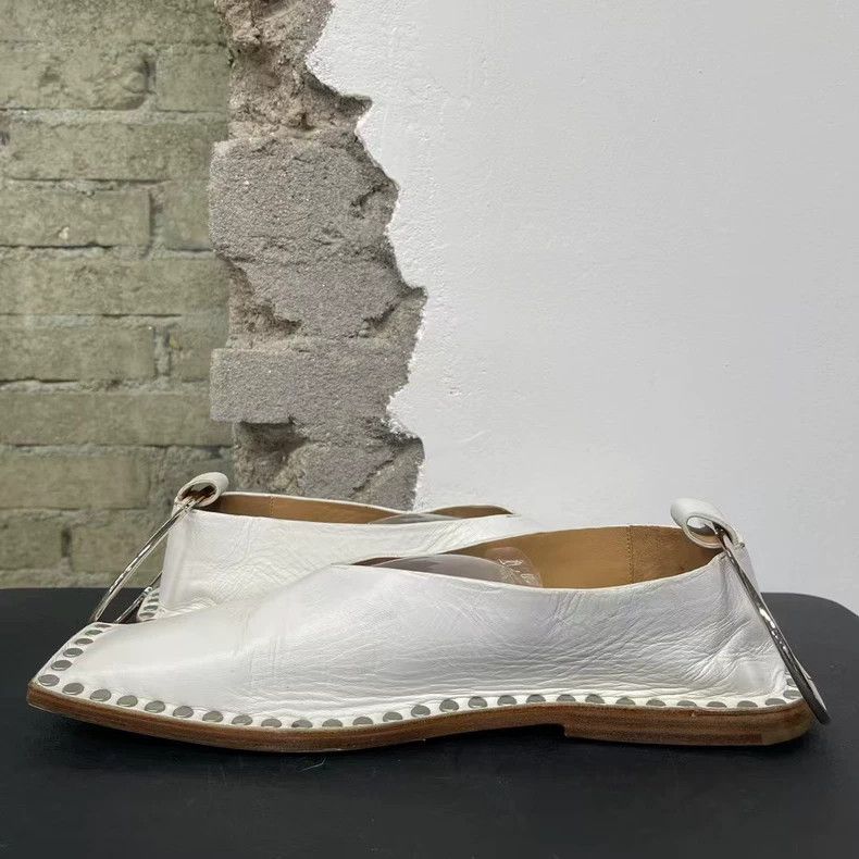 Jil Sander Jil Sander White Square-Toe Shoes Size 38 Size US 7.5 / EU 40-41 - 5 Thumbnail