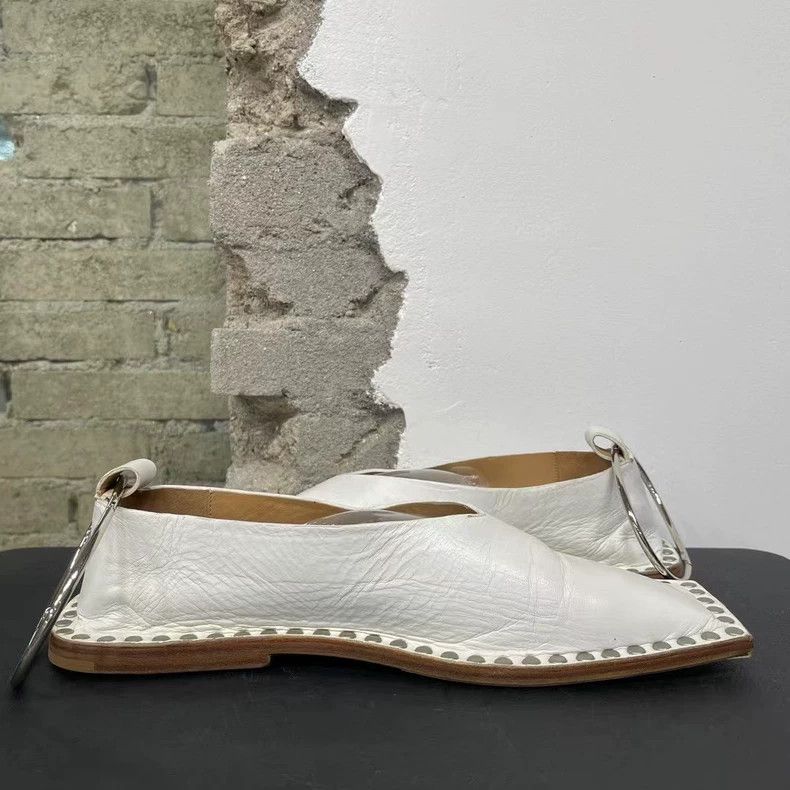Jil Sander Jil Sander White Square-Toe Shoes Size 38 Size US 7.5 / EU 40-41 - 4 Thumbnail