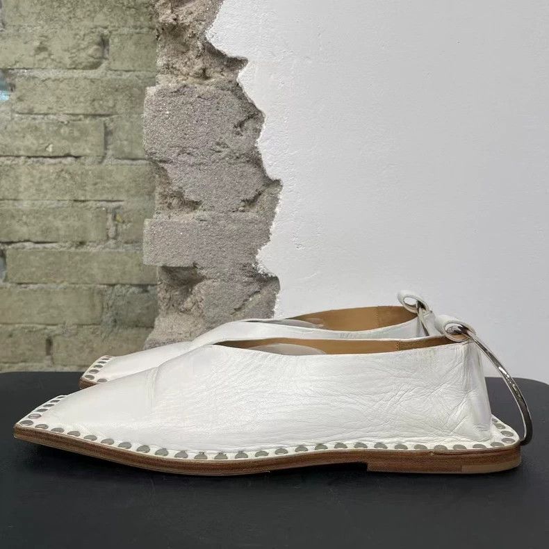 Jil Sander Jil Sander White Square-Toe Shoes Size 38 Size US 7.5 / EU 40-41 - 2 Thumbnail