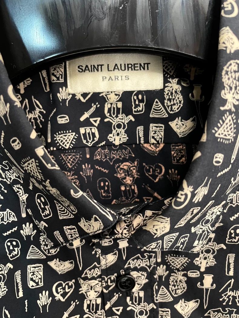 Saint Laurent Paris Saint Laurent Printed Long Sleeve Shirt Size US L / EU 52-54 / 3 - 3 Thumbnail