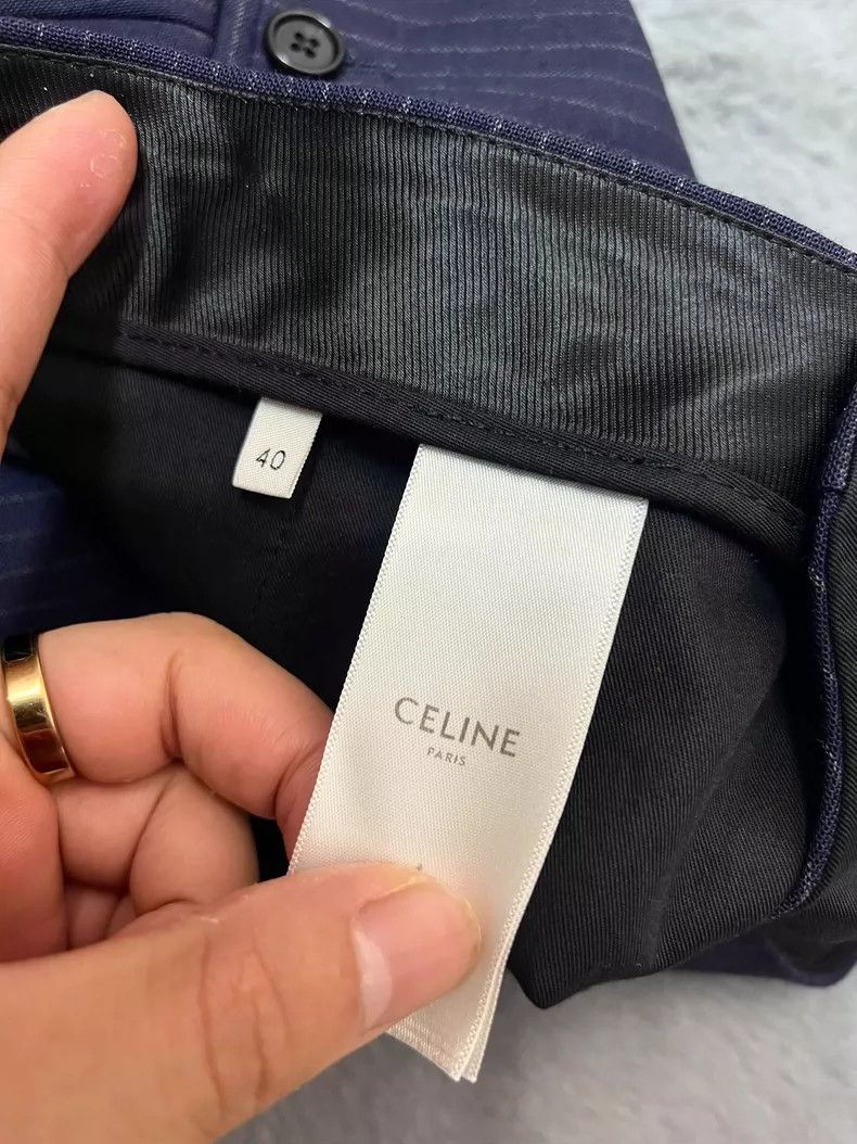 Celine Celine Navy Blue Wide-Leg Striped Pants Size US 40 / EU 56 - 5 Thumbnail