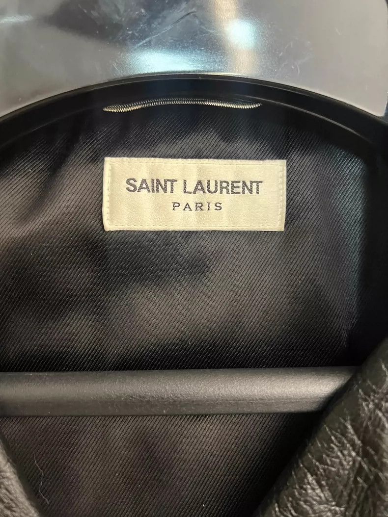 Saint Laurent Paris Saint Laurent Black Leather Jacket with Design Size US L / EU 52-54 / 3 - 3 Thumbnail
