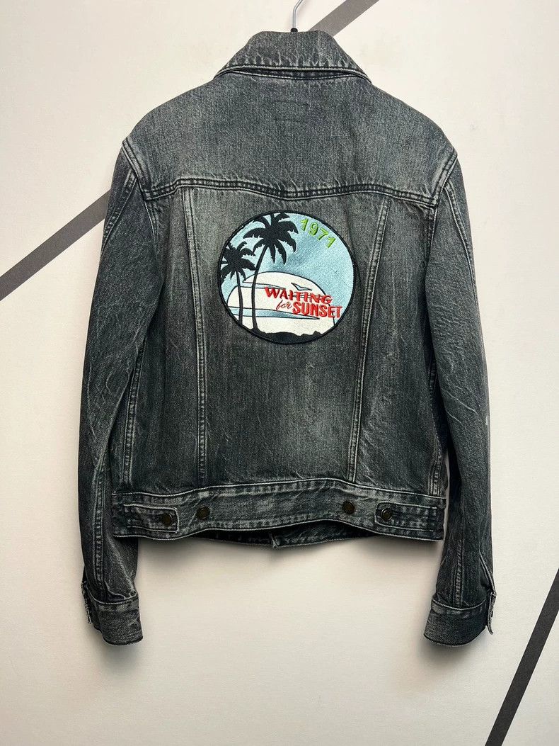 Saint Laurent Black Denim Jacket with Embroidery