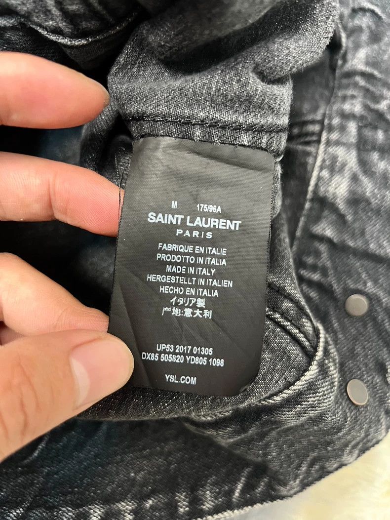 Saint Laurent Paris Saint Laurent Black Denim Jacket with Embroidery Size US M / EU 48-50 / 2 - 6 Thumbnail