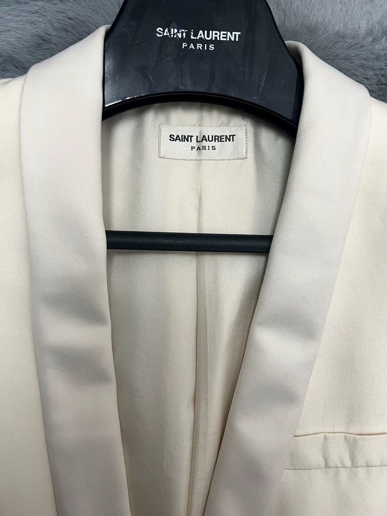 Saint Laurent Paris Saint Laurent White Silk Smoking Jacket Size US L / EU 52-54 / 3 - 3 Thumbnail