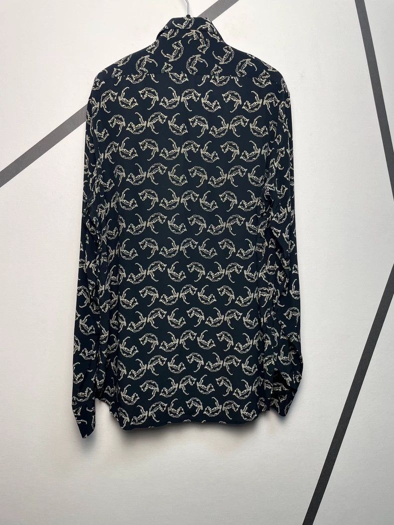 Saint Laurent Paris Saint Laurent Fox Print Silk Shirt Size US L / EU 52-54 / 3 - 2 Thumbnail