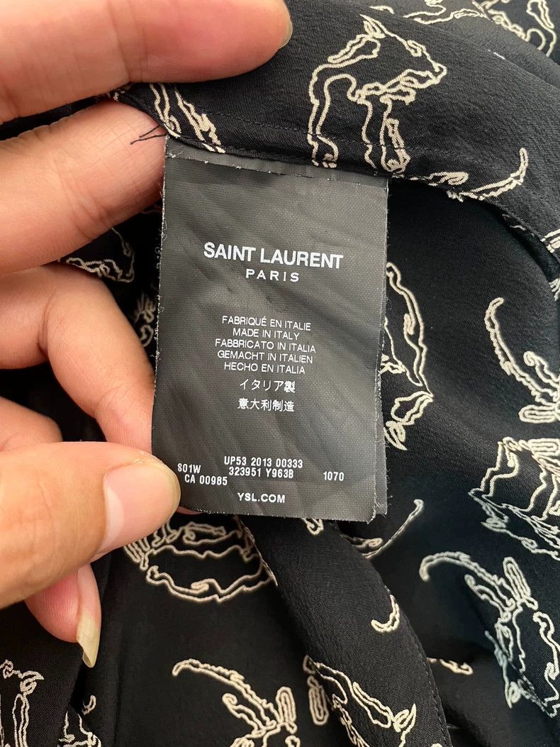 Saint Laurent Paris Saint Laurent Fox Print Silk Shirt Size US L / EU 52-54 / 3 - 4 Thumbnail