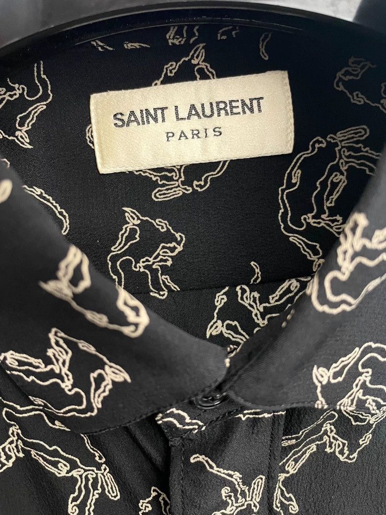 Saint Laurent Paris Saint Laurent Fox Print Silk Shirt Size US L / EU 52-54 / 3 - 3 Thumbnail