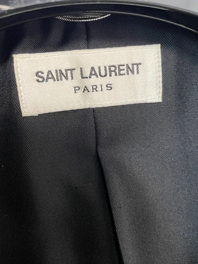 Saint Laurent Paris Saint Laurent Black Wool and Leather Blazer Size US L / EU 52-54 / 3 - 4 Thumbnail