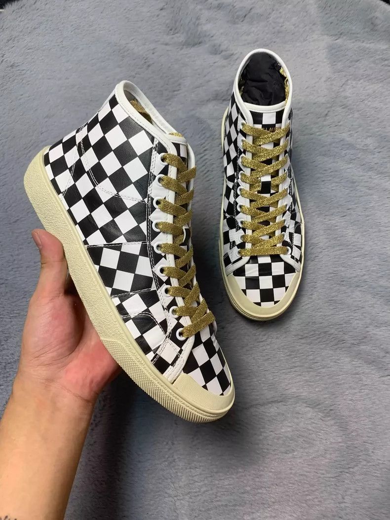 Saint Laurent Paris Saint Laurent High-Top Checkerboard Sneakers Size US 10 / EU 43 - 3 Thumbnail
