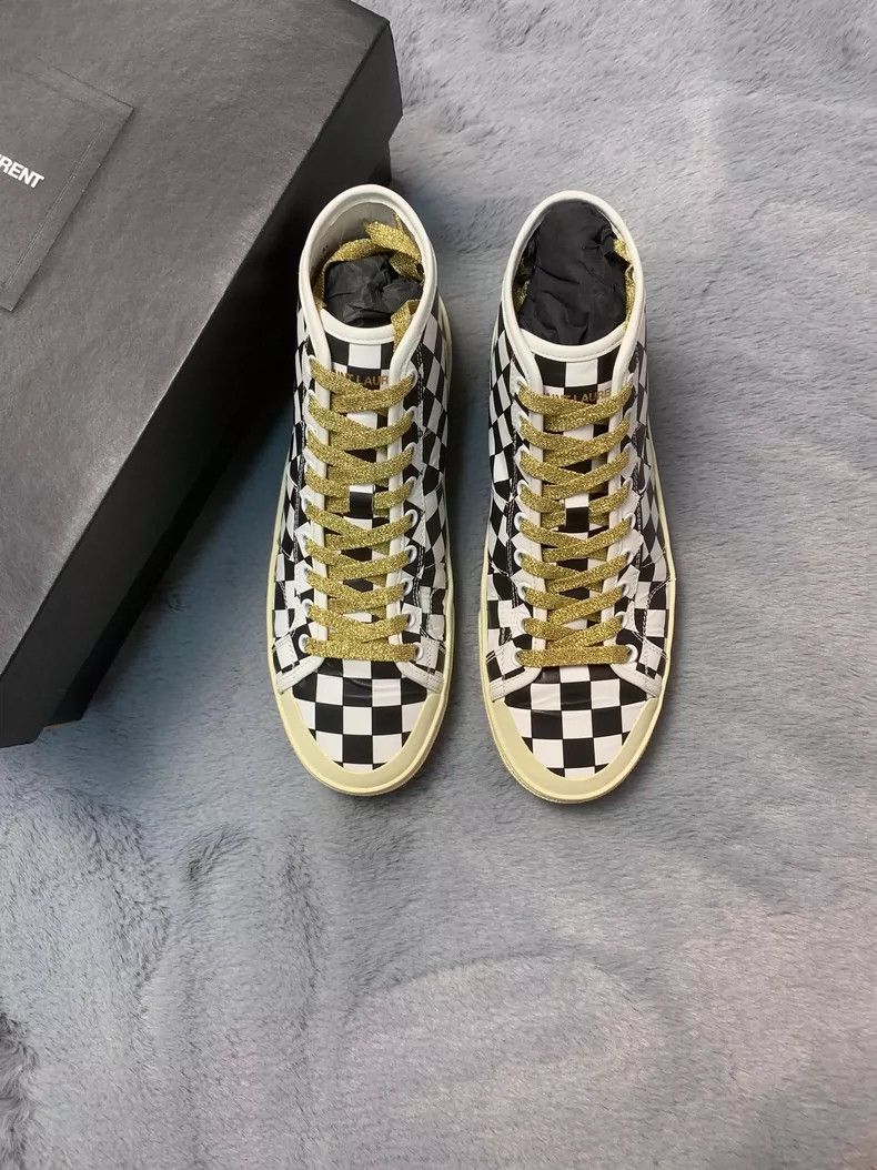 Saint Laurent Paris Saint Laurent High-Top Checkerboard Sneakers Size US 10 / EU 43 - 2 Thumbnail