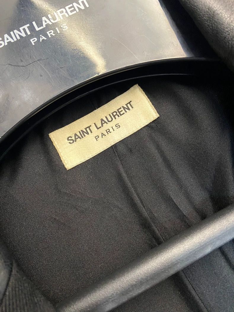 Saint Laurent Paris Saint Laurent Black Wool Jacket with Leather Collar Size US L / EU 52-54 / 3 - 4 Thumbnail