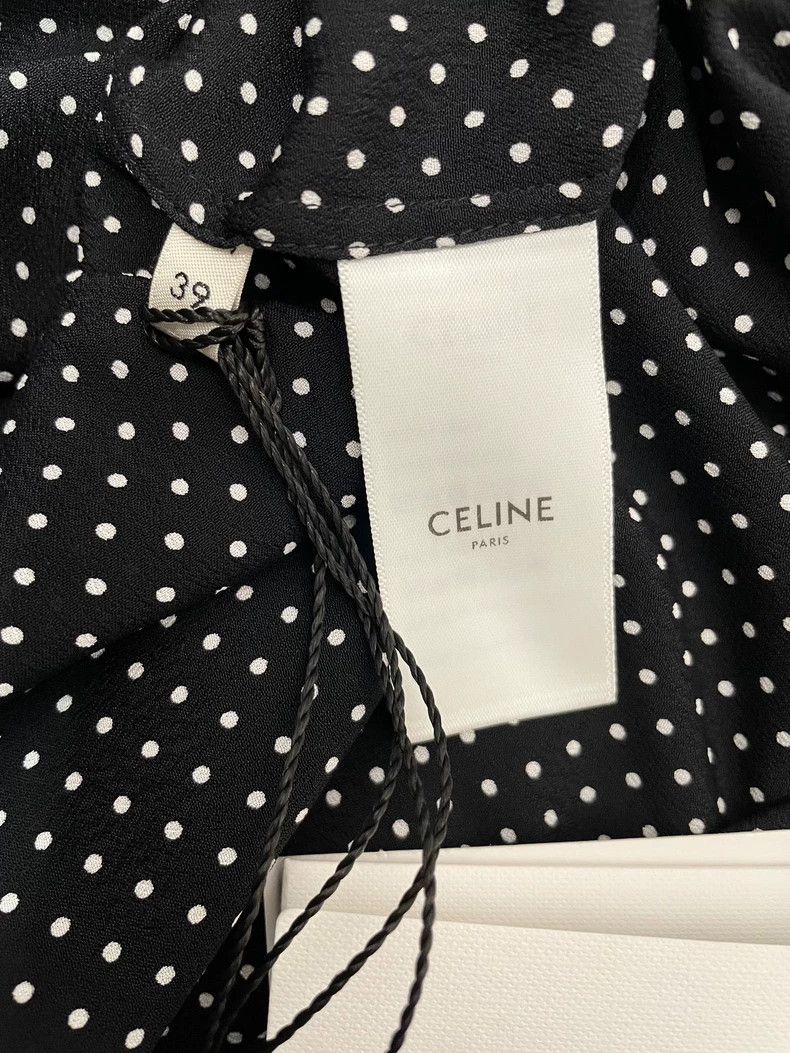Celine Celine Black Polka Dot Silk Shirt Size US M / EU 48-50 / 2 - 4 Thumbnail