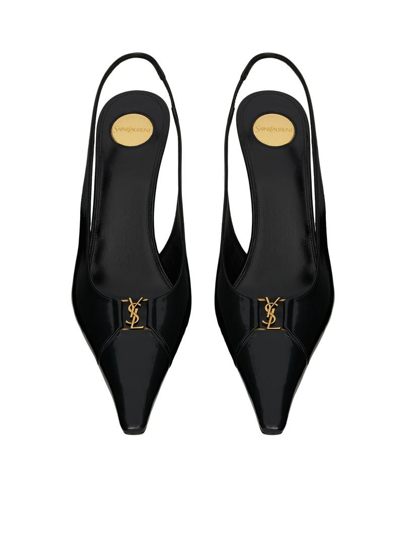 Saint Laurent Paris BABYLONE BRETEUIL OPEN BACK PUMP IN SMOOTH LEATHER Size US 7 / IT 37 - 3 Thumbnail