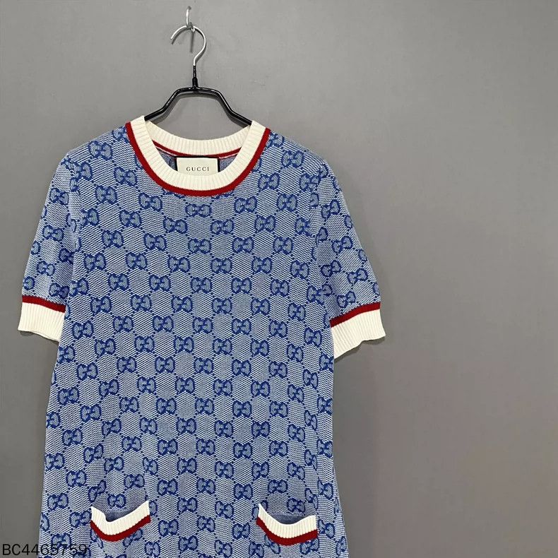 Gucci Blue Knit Printed Dress by Gucci - dmc Size 30" / US 8 / IT 44 - 2 Thumbnail