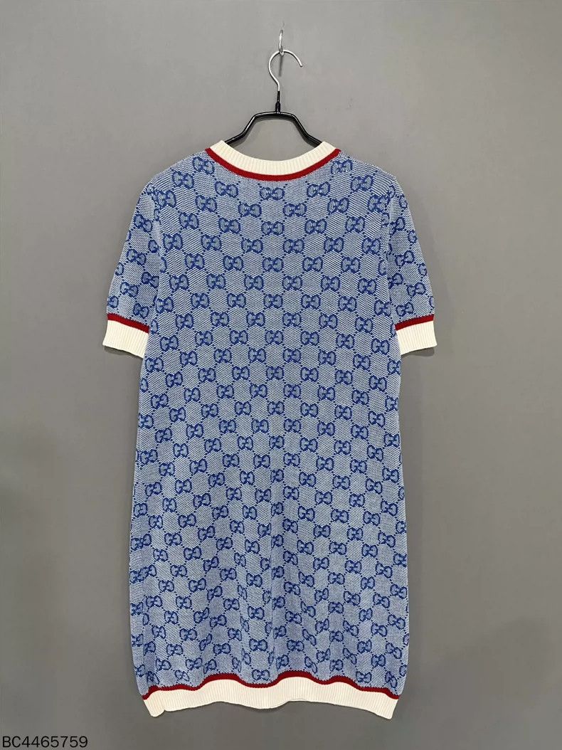 Gucci Blue Knit Printed Dress by Gucci - dmc Size 30" / US 8 / IT 44 - 3 Thumbnail