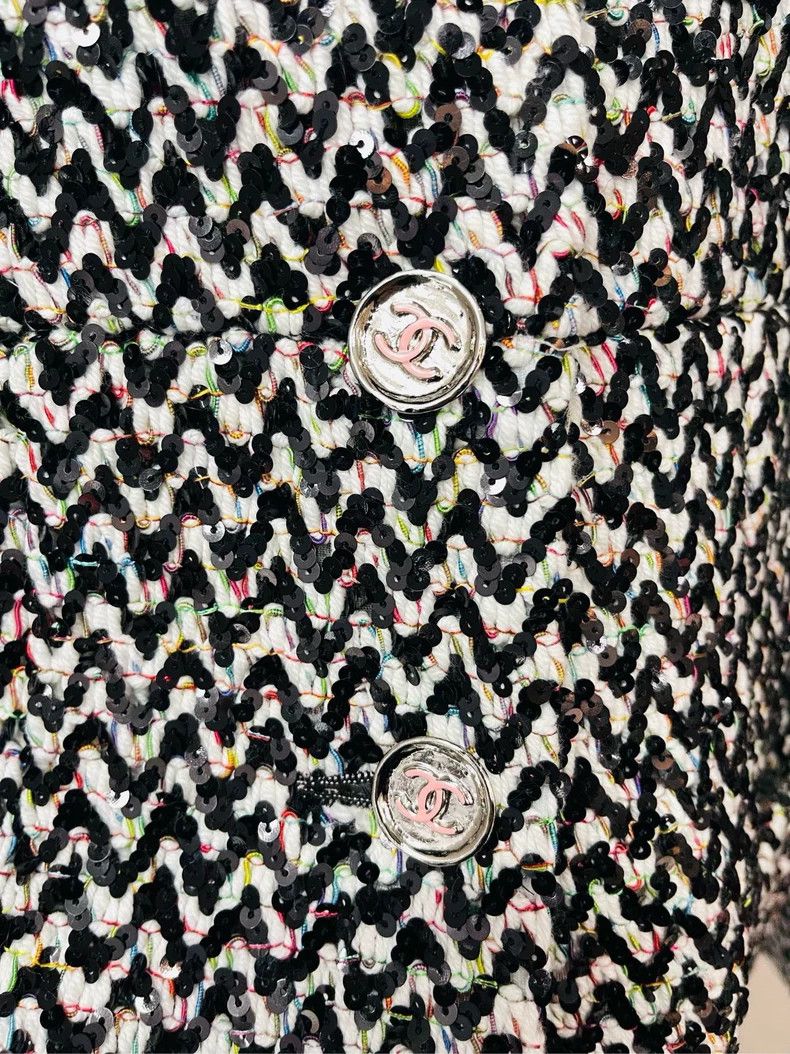 Chanel Chanel Black and White Sequin Woven Jacket- DMC Size XL / US 12-14 / IT 48-50 - 4 Thumbnail