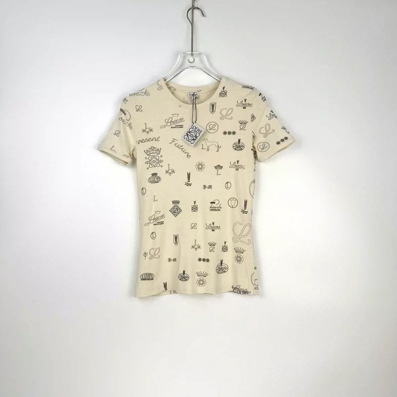 Loewe Loewe Beige Logo Short Sleeve T-Shirt- DMC Size US M / EU 48-50 / 2 - 3 Thumbnail