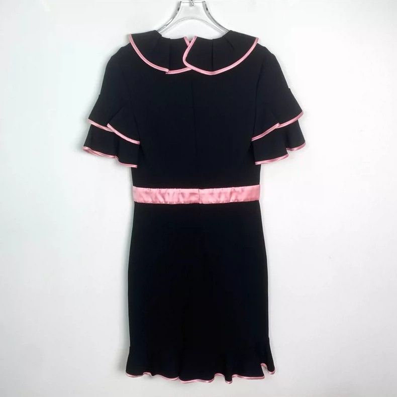 Gucci Black V-Neck Dress with Ruffled Design- DMC Size 28" / US 6 / IT 42 - 2 Thumbnail